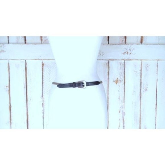 Vintage silver mesh metal/black leather skinny statement belt/silver stretch met - Picture 5 of 5